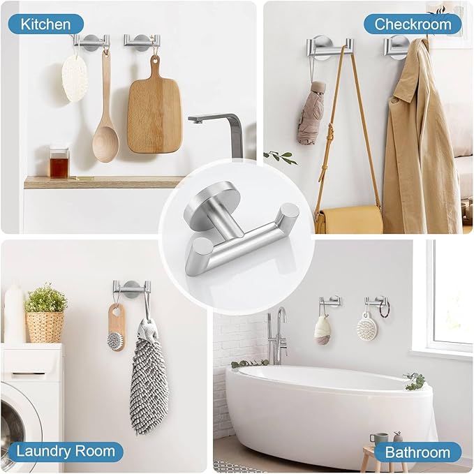 TNOMS Brushed Nickel 5 Pieces Towel Bar Set Bathroom Hardware Set Upgraded Towel Hooks,Towel Holder Set for Bathroom Stainless Steel Wall Mounted 23.6 Inch