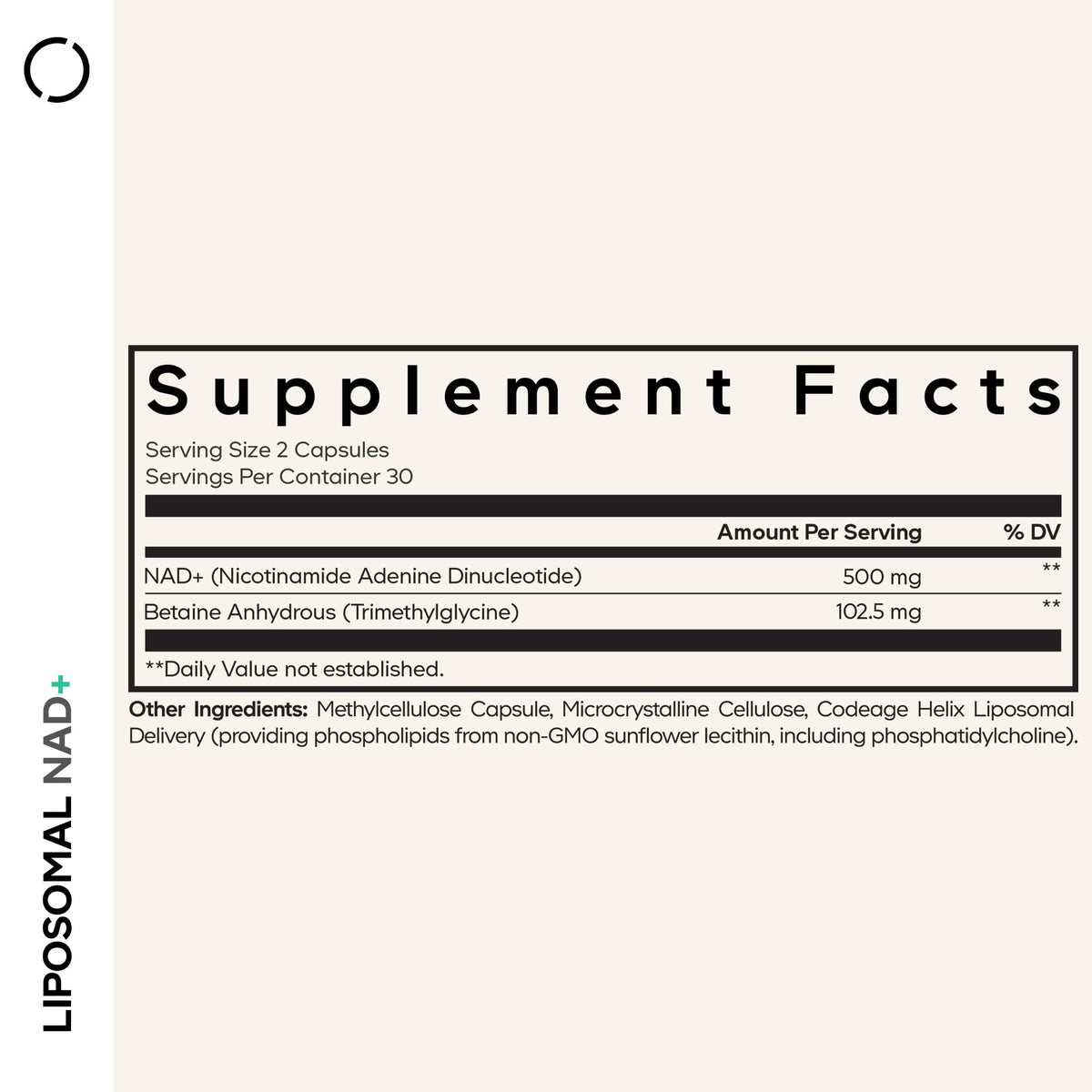 Codeage Liposomal NAD+ Supplement - NAD Nicotinamide Adenine Dinucleotide Coenzyme Pills - 500 mg NAD+ Per Serving & Betaine Anhydrous - Liposomal Delivery - Vegan, Non-GMO, Gluten-Free - 60 Capsules