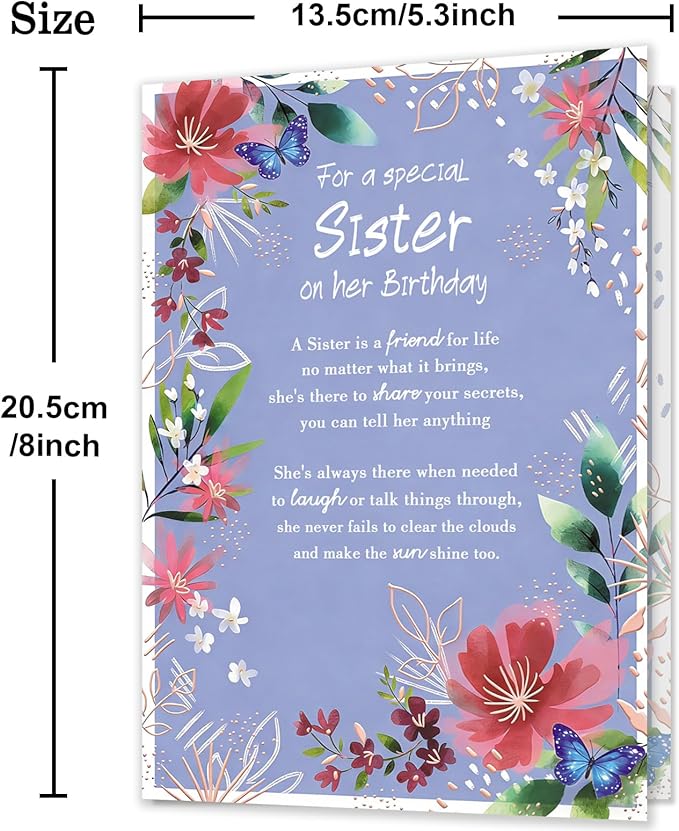Sister Birthday Card，Happy Birthday Cards & Gift for Sister
