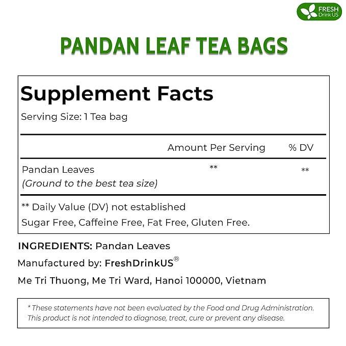 FreshDrinkUS, Premium 90 Mugwort Leaf Tea Bags, 100% Natural and Pure Mugwort Leaves. No Sugar, No Caffeine, No Gluten, Vegan.