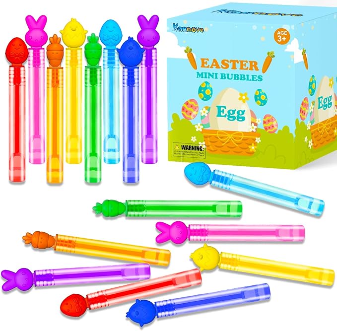 Easter Mini Bubbles Wands Toys Gifts Bulk for Kids,64 Pack Easter Party Favors Supplies for Toddlers,Easter Basket Goodie Gift Treat Bag Stuffers,Non Candy Classroom Prizes Pinata Fillers for Boy Girl