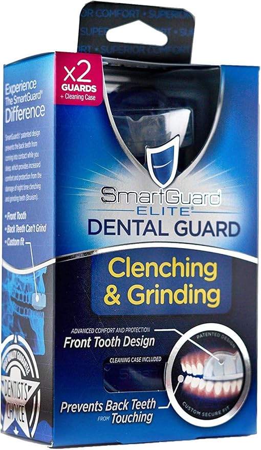 SmartGuard Dental Guard Night Guard for Clenching, Bruxism, and Grinding Dentist Designed Includes 2 Guards, 1 Travel Case, and a 60-Day Supply of Premium Cleaning Crystals