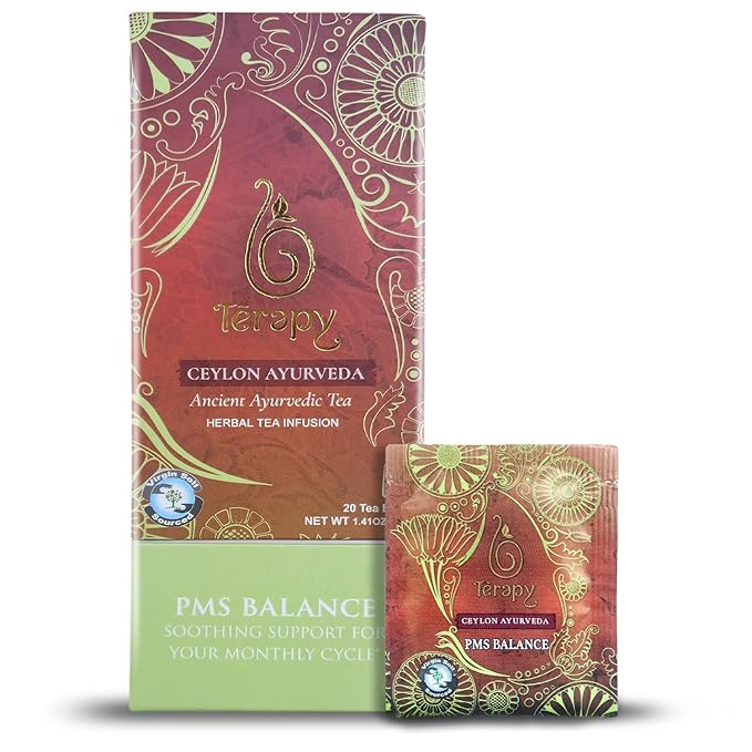Térapy Ceylon PMS Balance Tea For Women - Soothing Support for PMS Relief, Hormonal Balance, Monthly Cycle support & Period Tea - 100% Natural Herbal Ingredients - Red Hibiscus, Cumin, Licorice & More Herbs