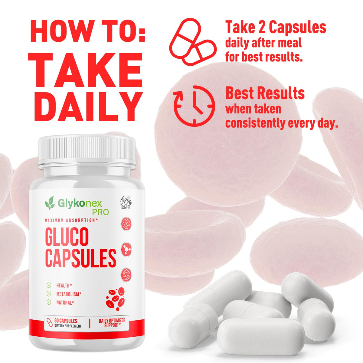 (3 Pack) Gluco Capsules, Official Glykonex Pro Gluco Pills with All Natural Ingredients, Maximum Strength Glykonix Supplement Vitamins Supporting Optimal Wellness and Health Naturally (180 Capsules)