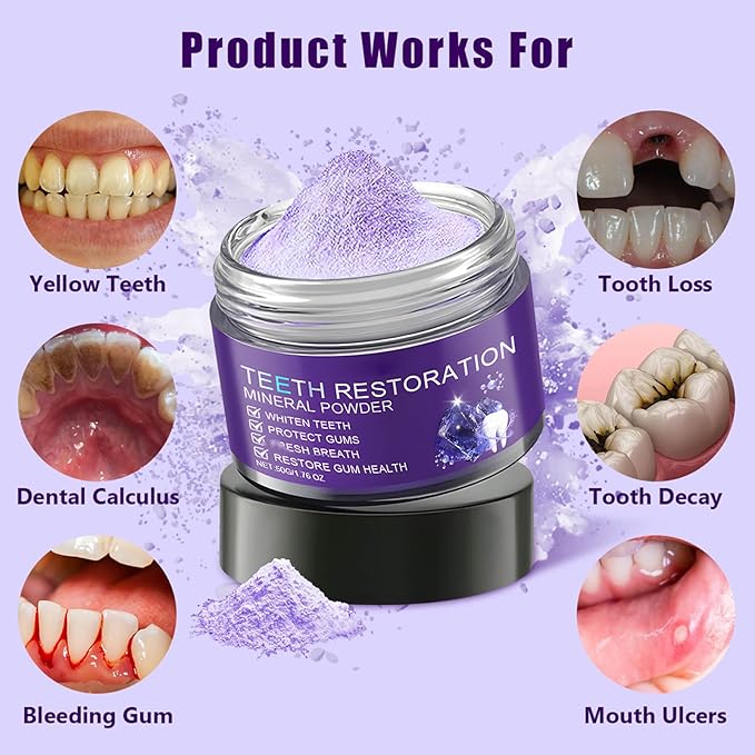 2PCS Teeth Restoration Mineral Powder, Oral & Teeth Care Mineral Powder, Effective in Strengthening Tooth and Gums