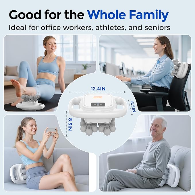 FEIERDUN 16-Head Massage Gun Set, Deep Tissue Percussion Massager with 8 Modes & 50 Intensities, Portable Quiet Muscle Massage Gun for Legs, Waist, Back, Neck, Buttocks Muscles Pain Relief, White