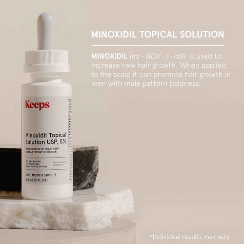 Keeps Starter Bundle - Includes Minoxidil Topical Hair Growth Solution, Hair Thickening Shampoo & Conditioner Set