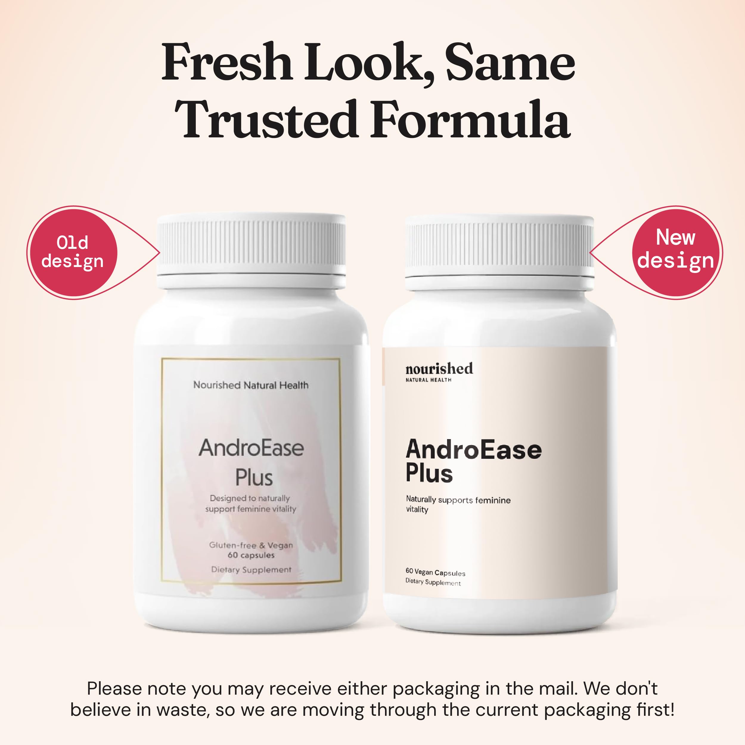 Nourished AndroEase Plus - Vegan Hormone Balance for Women - Zinc, Reishi, Green Tea and Saw Palmetto for Women - for Energy, Vitality, Facial Hair and Daily Wellness - 60 Capsules, Made in USA