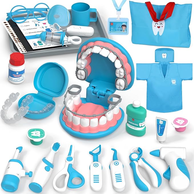 Lehoo Castle Doctor Kit for Toddlers 3-5, Kids Dentist Play Set, Toys for 4+ Year Old Girls Boys, Pretend Play for Toddlers 2-4, Kids Doctor Playset, Medical Kits for Boys 3+