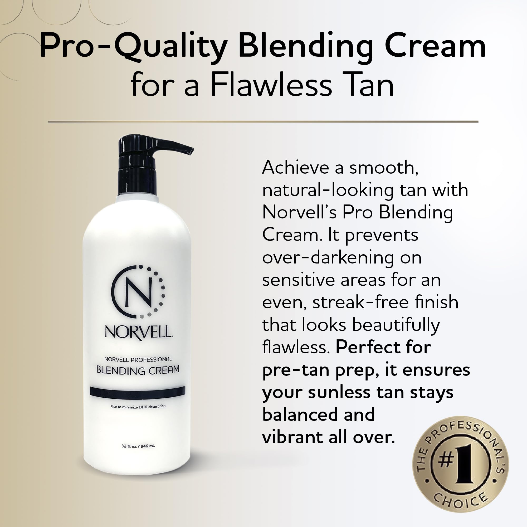 Norvell Pro Blending DHA Barrier Cream 32 fl oz – Professional Pre Tan Skin Protectant for Spray Tanning, Prevents Over Absorption, Ensures Even, Natural Looking Color