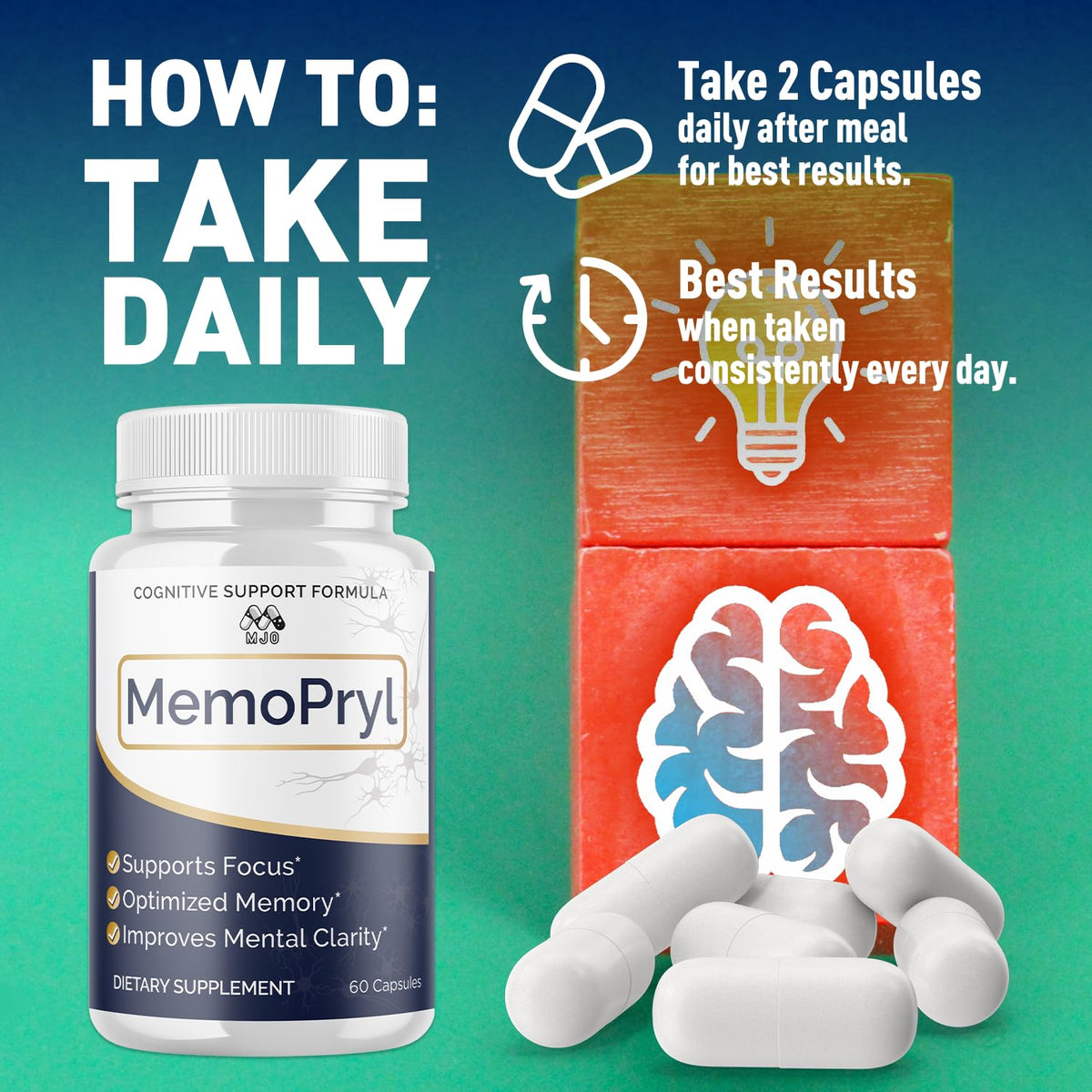 (3 Pack) Memopryl Brain Capsules, Official Memopryl Pills with All Natural Ingredients, Advanced Formula Memo Pryl Health and Wellness Support Pills with Maximum Strength Multivitamins (180 Capsules)