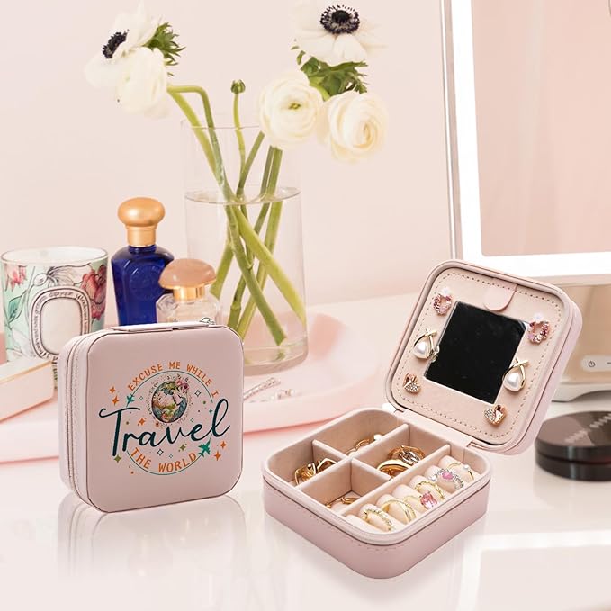 Travel Gifts for Women Jewelry Box, Best gifts for International Travelers People Who Love Travel, Flight Attendant Essentials Gifts, Women Weekend Trip Travel Stuff Travel Jewelry Case Organizer