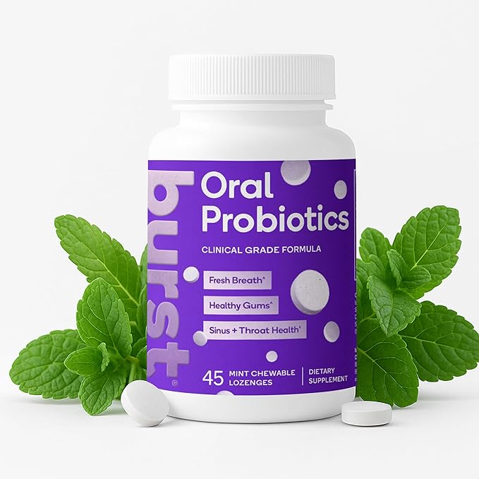 Burst Dental Probiotics (45 Count) | Healthy Oral Cavity, Bad Breath, Immune System & Sinus Support | Promotes Upper Respiratory Health and Beneficial Bacteria | Blis K12 & M18 | Packaging May Vary