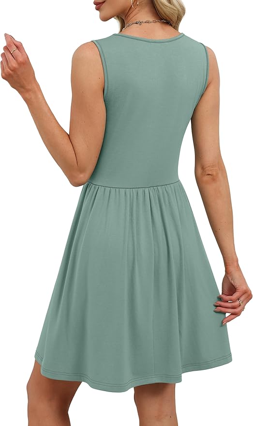 OFEEFAN Summer Dresses for Women Beach Fashion Sundresses Babydoll Dress Button Down Boho Dresses Cute Cross