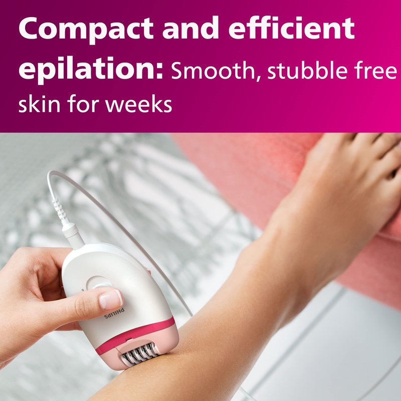 Philips Beauty Satinelle Essential Compact Hair Removal Epilator for Women, BRE235/04 (Corded Use Only)
