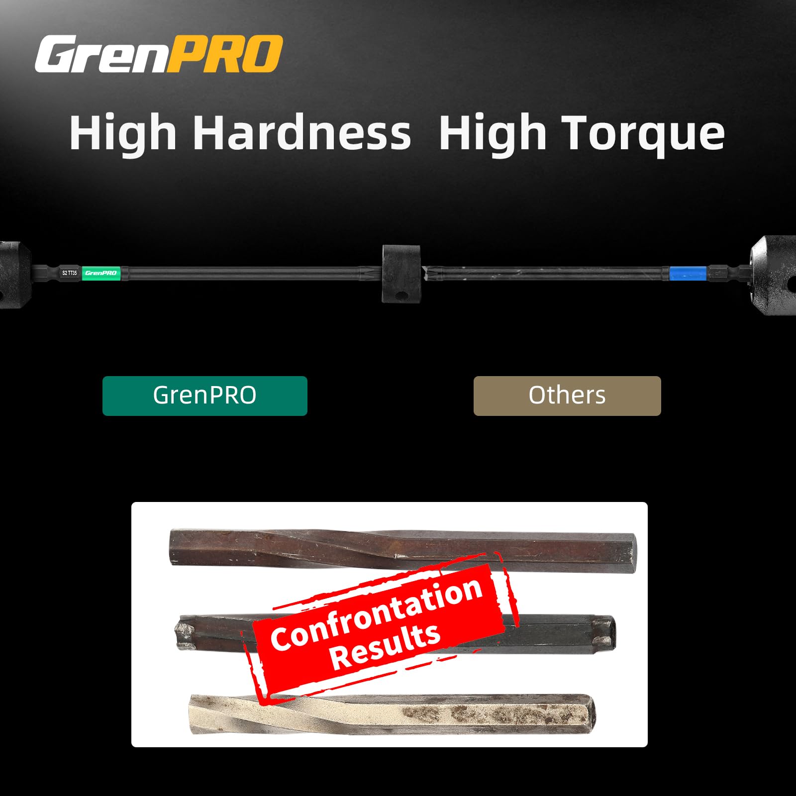 GRENPRO Torx Bit Set 14pc Impact Driver Bit Set, Magnetic Torx Screwdriver Set, 1/4 Torque Security Bits Sets, Tamper Proof t20 t25 t30, 6" Long (t7-t40) Star Screwdriver Bits Sets