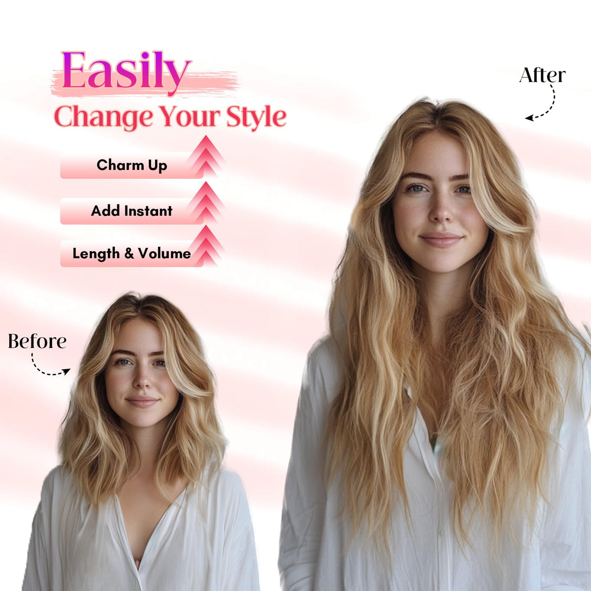 Rich Choices Halo Hair Extensions Real Human Hair Wave Wire In Hair Extensions Human Hair One Piece Clip in Human Remy Hair Halo Hair Extension 12 Inch #18P613 Ash Blonde Mixed Bleach Blonde