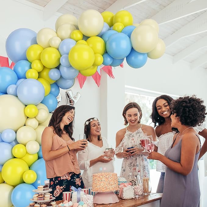 FunHot Blue Yellow Balloon Garland Arch Kit, Light Blue and Yellow Latex Balloons Large Maca Party Balloons for Kids Birthday Baby Shower Wedding Anniversary Party Decorations
