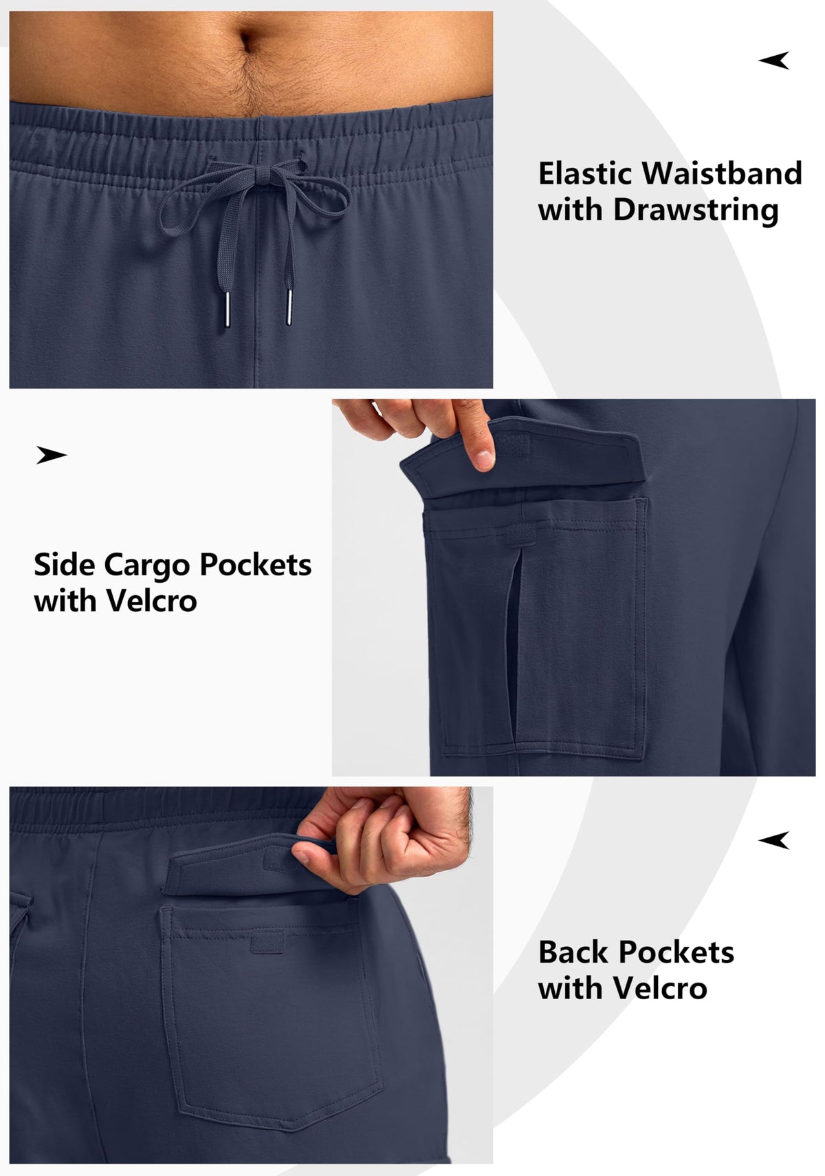 Pudolla Men's Cotton Sweatpants with Cargo Pockets Open Bottom Yoga Pants for Men Lounge Pants for Athletic Workout Casual(Dusty Blue 3X-Large)