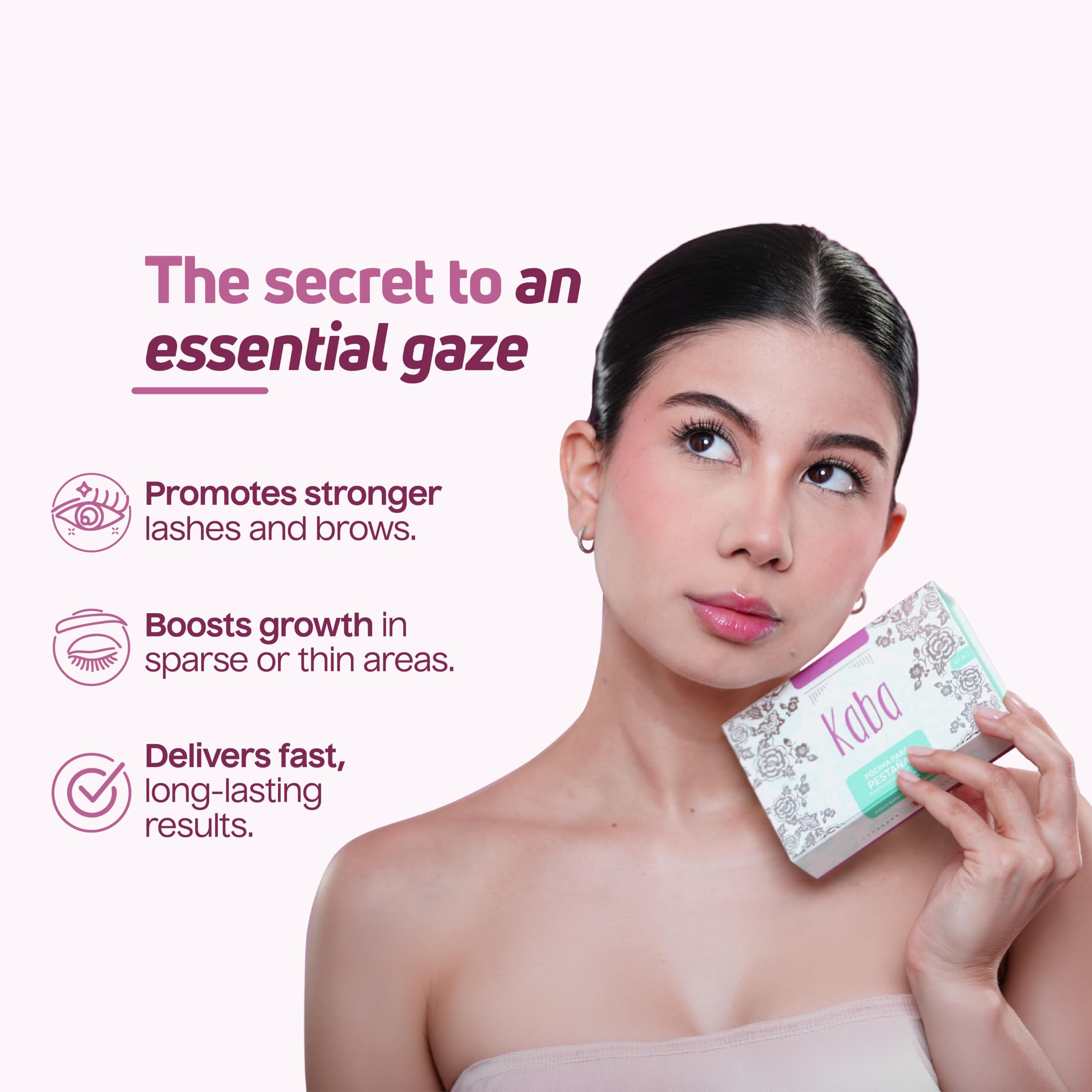 Kaba Eyelash Growth Serum for Longer, Thicker & Stronger Eyelashes with Essential Oils. Dermatologist Tested. Includes Makeup Remover Oil - Improved Formula