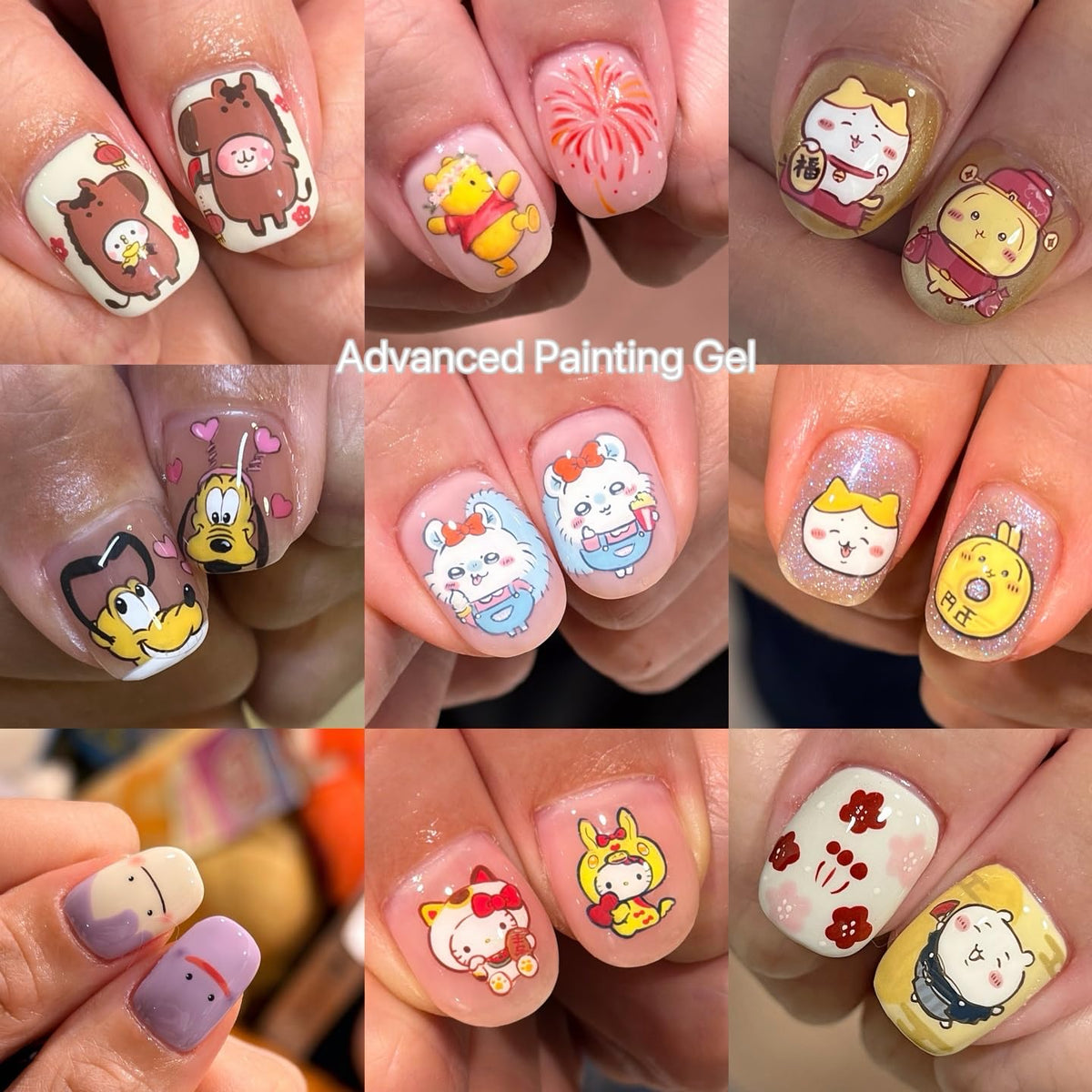 YJMyujimi Advanced Painting Gel for Nail Art,8 colour kit with 2 palette(12 divsions),Non wipe,Manicure Professional Nail Salon DIY at Home Gift (Set A)