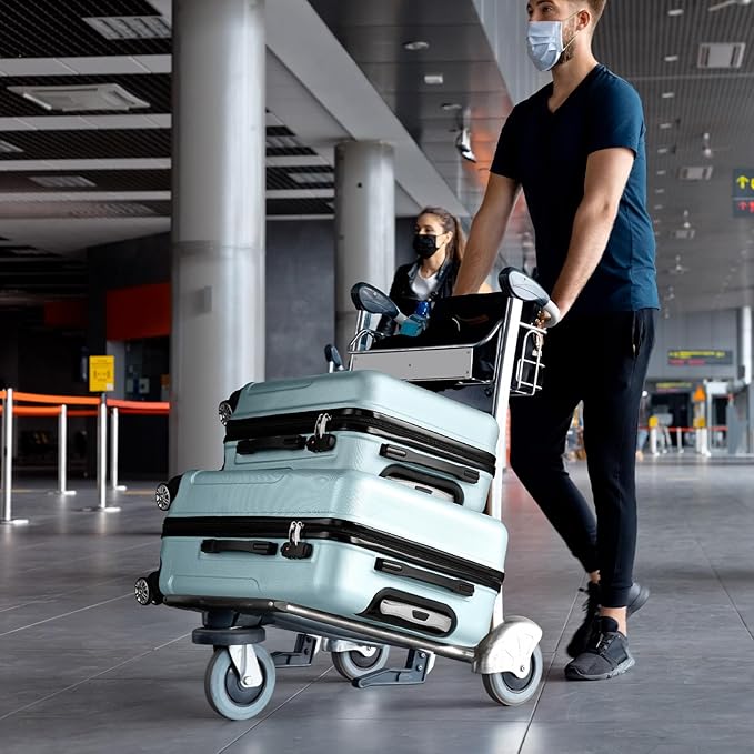 Karl home Luggage Sets 3 Piece, ABS Hardside Suitcase Set with Double Spinner Wheels & TSA Lock for Travel Business, 3-Piece Set (20/24/28), Mint Green