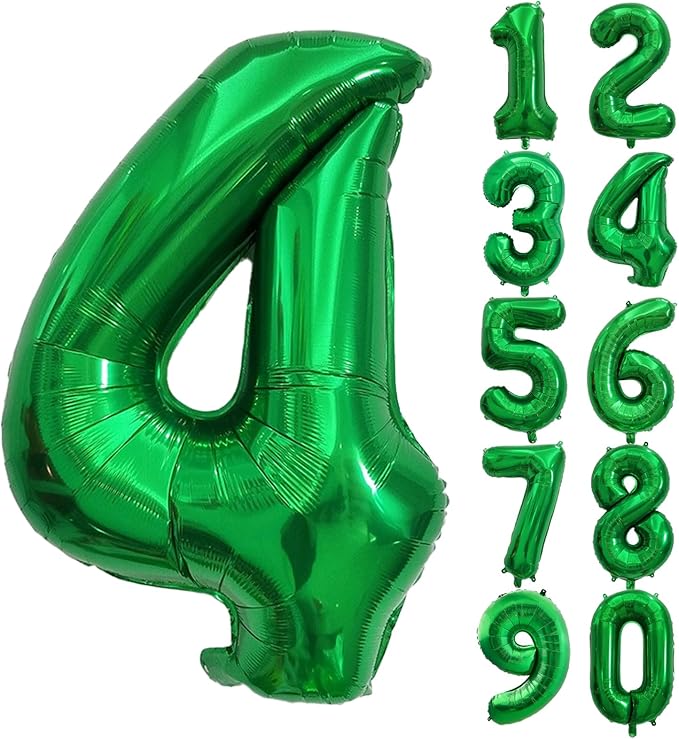 Number Balloons Green Party Balloon - Giant Number 4 Balloon, 40 Inch Large Balloon for St. Patrick's Day Games Theme Birthday Decoration, Girls Boys Party Supplies