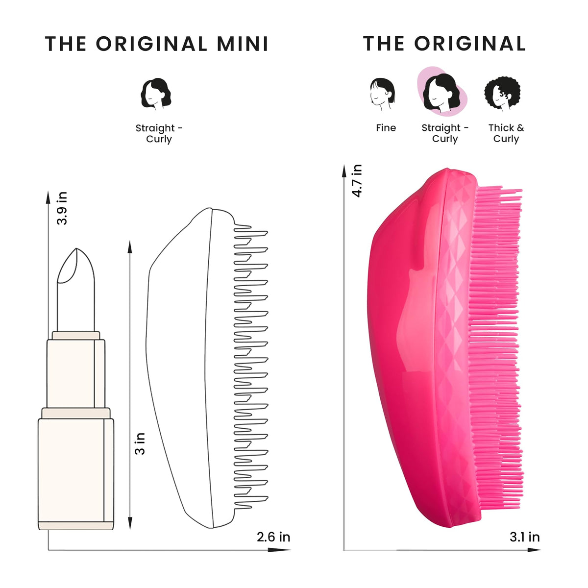 Tangle Teezer Original Detangler Brush for All Hair Types, Pink Fizz