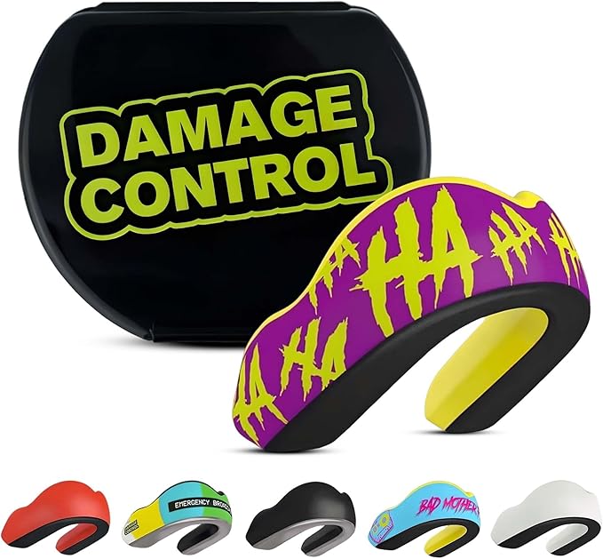 DAMAGE CONTROL Extreme Impact Mouth Guard – Sports Mouthguard for Boxing, MMA, BJJ, Hockey, Rugby, Lacrosse, & More – Mouthpiece for Teeth & Jaw Protection, for Youth & Adults (Youth, Hahaha)