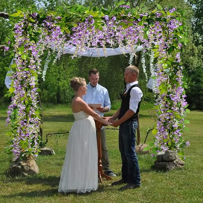 5pack Wisteria Garland Flower Garland Artificial Flowers Wisteria Vines Fake Ivy Flowers Total 33ft (Purple)