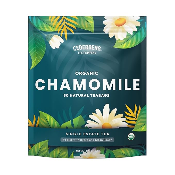 Cederberg Tea Company Organic Chamomile Tea — 30 Tea Bags | Organic Herbal Tea From Single Origin | Eco-Friendly Tea Bags | Non-GMO Caffeine Free Tea With Zero Sugar