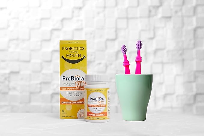 ProBiora Kids Oral-Care Chewable Probiotic Tablets | Probiotic Supplement Designed Specifically for Kids | Healthier Teeth & Gums | Fresher Breath | Whiter Teeth (30 Count (Pack of 3), Orange)