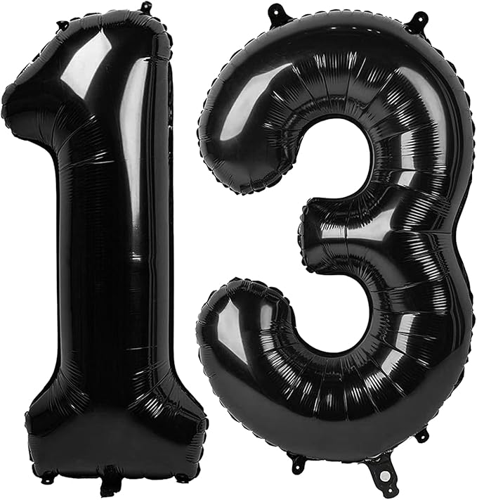 13 Balloon Number, Black Number 13th 31th Birthday Balloons 40 Inch, 13 or 31 Years Old Black Birthday Decorations for Boys Girls, 13th Anniversary Decorations