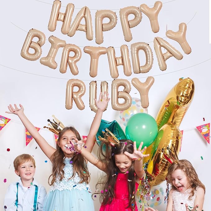 TONIFUL 65 Pcs 16 Inch Caramel Happy Birthday Balloons and 2 Sets A-Z Foil Letters Balloons DIY Personalized Phrase Banner for Birthday Celebration Halloween Thanksgiving Christmas Party Decorations