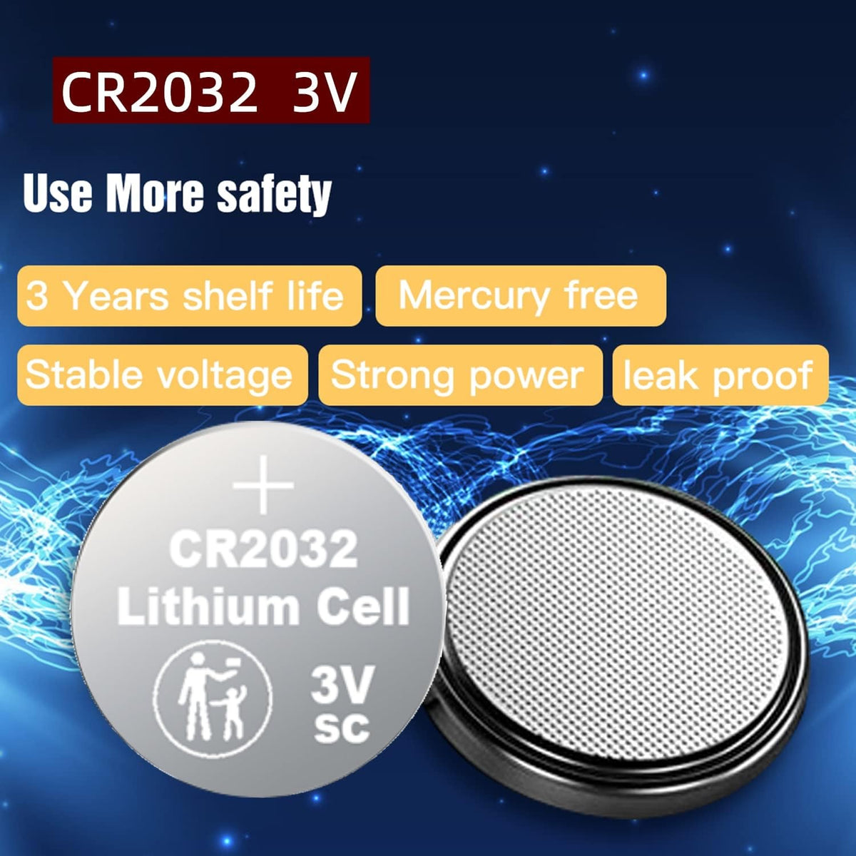 Nightkonic 100 pcs Pack - CR2032 Battery 3 Volt Lithium Coin Cell 2032 Batteries