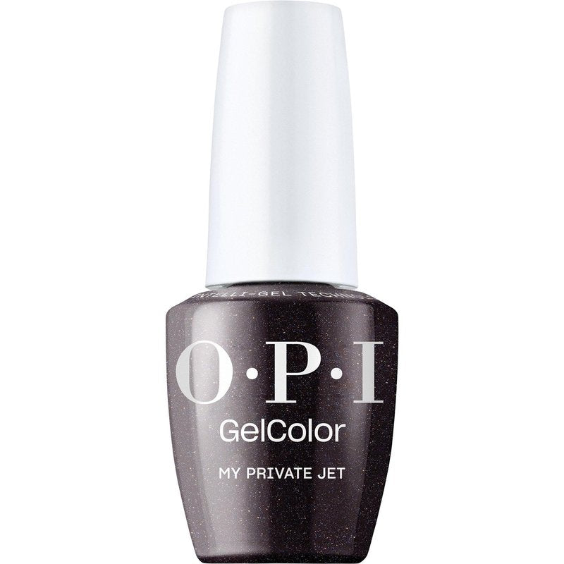 OPI GelColor My Private Jet | Opaque Deep Black Shimmer LED Cure Gel Nail Polish | Salon-Quality Shine, Long-Lasting Wear | Vegan & HEMA Free | 0.5 Fl Oz