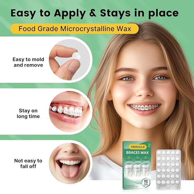 Orthodontic Wax for Braces Wax Individual Hygienic Packaging Dental Wax Dots (90PCS, Mint)