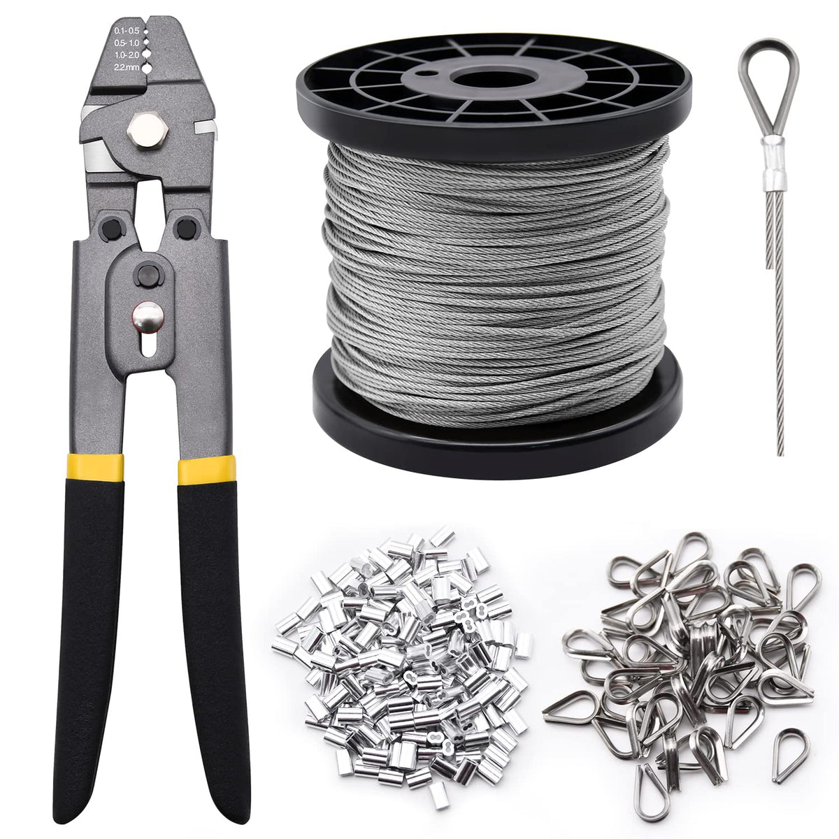 328ft 1/16" Wire Rope Crimping Tool Kit