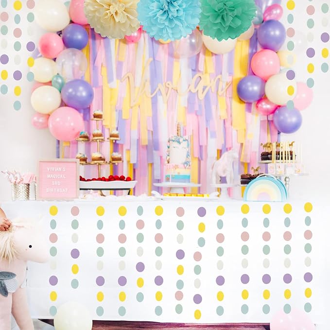 Pastel-Rainbow Party-Decorations Supplies Streamers Garland - 52Ft Baby Shower Boy Girl Birthday Wedding Hanging Paper Banner Backdrop Decor Lasting Surprise