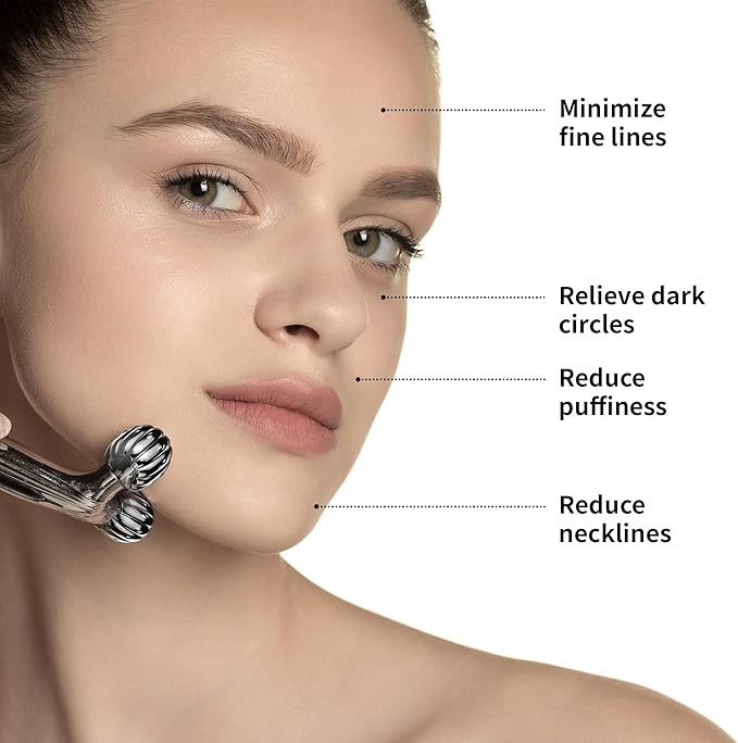 WellDerma Face Lifting Dark Silver Roller Ergonomic Lifting and V-Lines Massage Roller