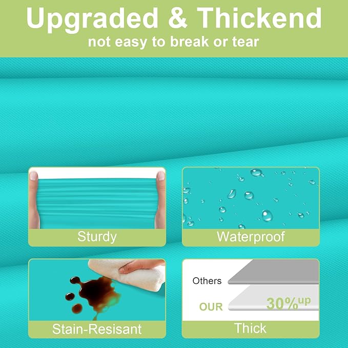 QIKSION Teal Plastic Table Cloth Disposable 3 Pack, 54 x 108 Inch Tablecloths for Easter Party, Summer, Turquoise Rectangle Table Cover