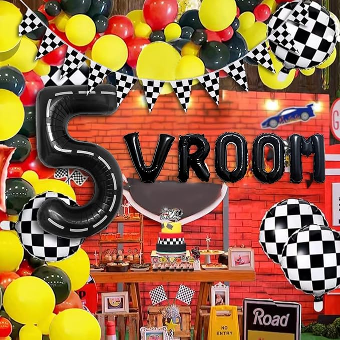 134pcs Balloons Race Car Birthday Party Supplies Decorations for Boys - Racing car Theme Party Supplies Happy Birthday Racecar Number Balloons Garland Kit Vroom Birthday Party Decorations