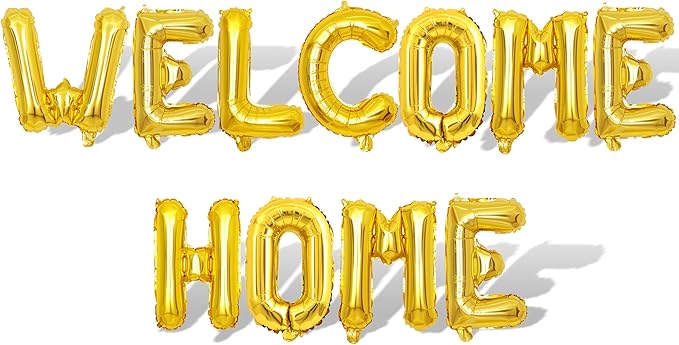 2 Set 22Pcs Gold WELCOME HOME Letter Balloons 16in Balloon Foil Letter Decorations Party Decor Gold Letter Balloons WELCOME HOME Party Supplies