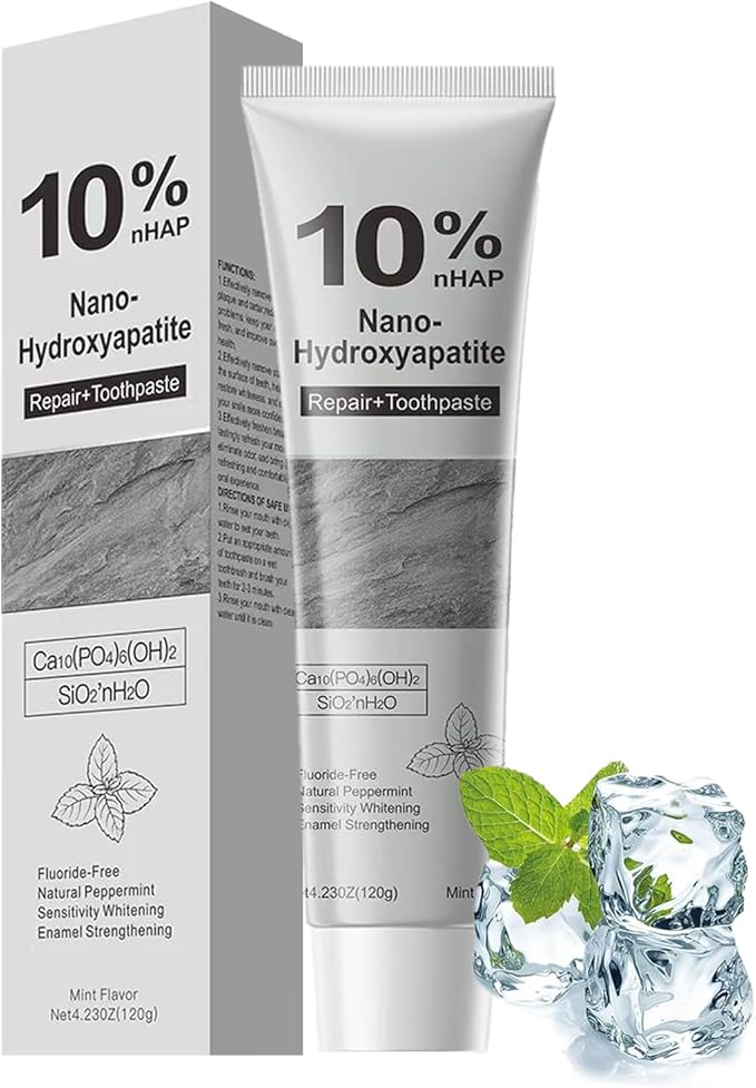 Hydroxyapatite Toothpastes, 10% Nano-Hydroxyapatite Toothpaste, Fluoride-Free Toothpaste, Gentle on Sensitive Teeth Strengthens Enamel (1)