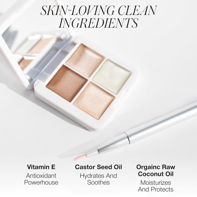 RMS Beauty Lip2Cheek Glow Quad Creamy Multi-Use Blush & Lip Color Palette with 4 Radiant Shades Hydrating Formula for Natural Radiance Long-Lasting 0.42 oz