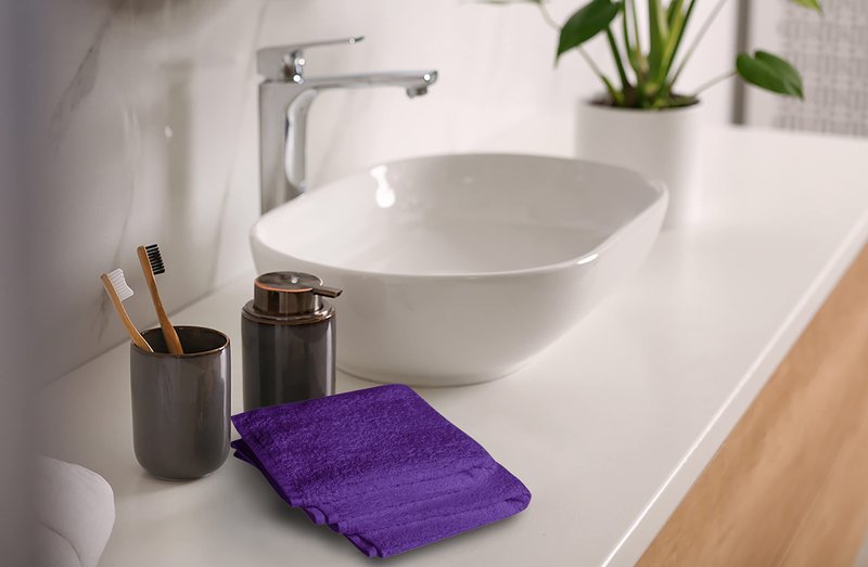 Softolle 100% Cotton Washcloths 24 Pack (12x12 Inches) Soft, Highly Absorbent Washcloth, Face Towels, Wash Cloths for Face, Ring Spun, Bulk Pack (Purple)