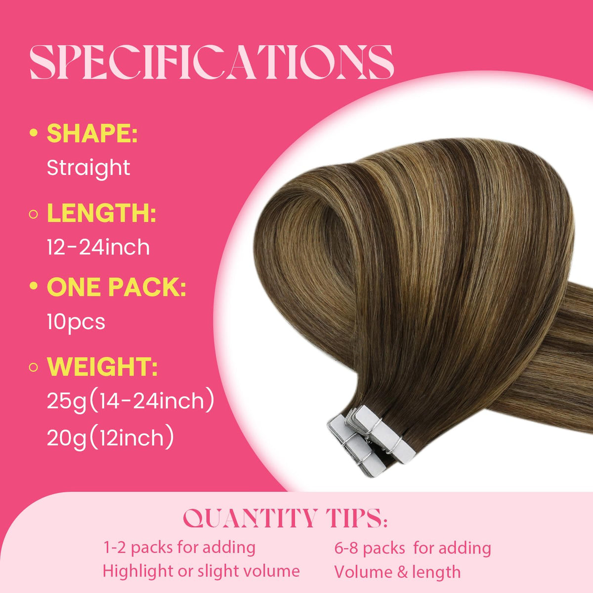 Ve Sunny Hair Tape in Extensions Chocolate Brown Balayage Caramel Blonde