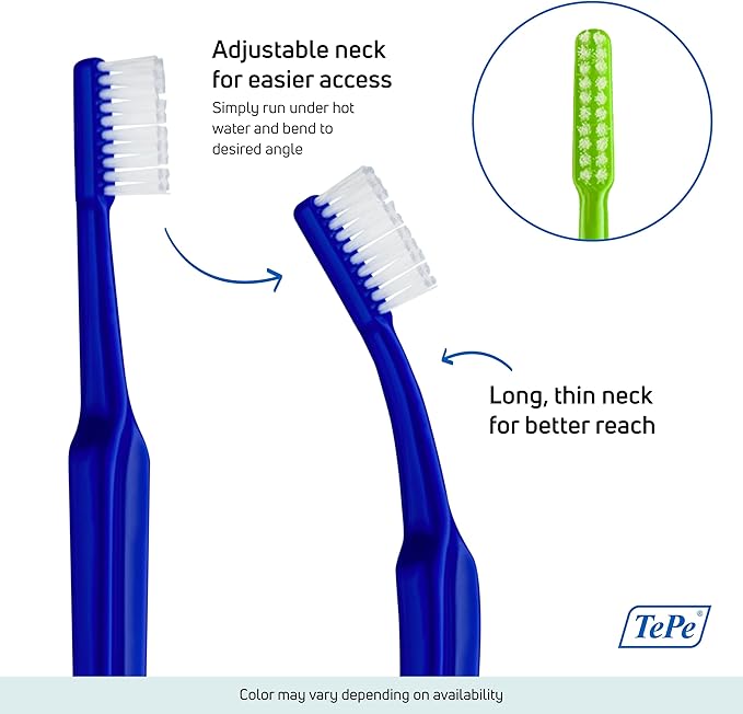 TePe Implant Orthodontic Soft Toothbrush – Extra Narrow Brush Head Thin Neck 1Pk (Pack of 2)
