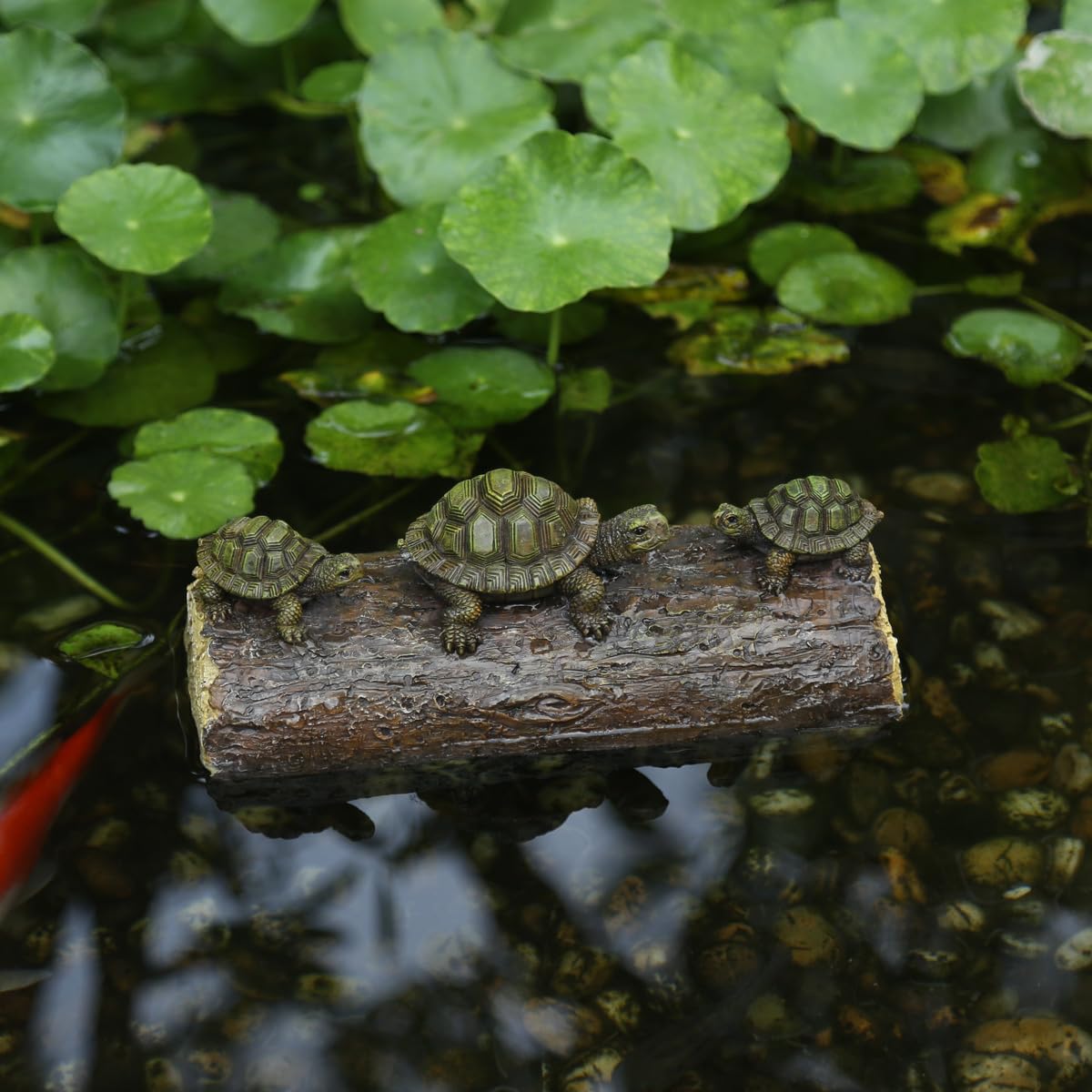 Generic Three Turtle Floating Sculptures - Pond Decoration, Green Resin Turtle Statue, Water Landscape Garden Floating Decoration