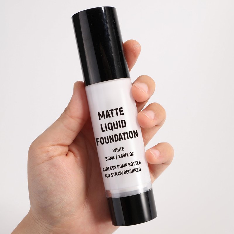 CCbeauty Clown White Liquid Makeup Foundation, White Face Painting Kit, Flawless & Full Coverage Demi Matte Finish, Professional Body Paint For Halloween Party, Skeleton, Joker, Mime, Goth Makeup